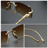 Rimless Sunglasses Oval Fashion Metal Eyeglasses Women Men Shades Square Sun Glasses For Female Male Summer Traveling Oculo