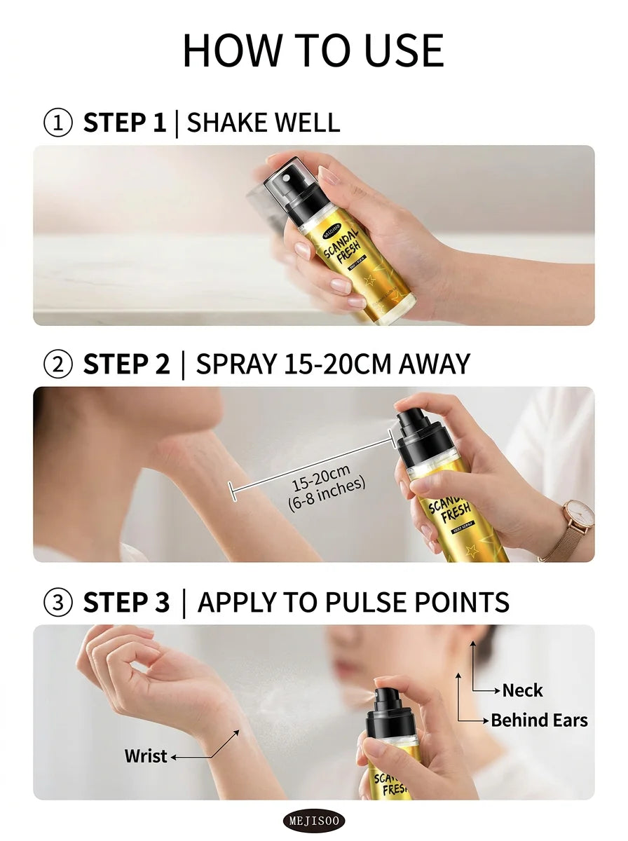 Unisex Body Fragrance Perfume Spray with Fresh Natural and Long-Lasting Deodorant Small and Portable Suitable for Use on Dates