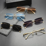 Rimless Sunglasses Oval Fashion Metal Eyeglasses Women Men Shades Square Sun Glasses For Female Male Summer Traveling Oculo