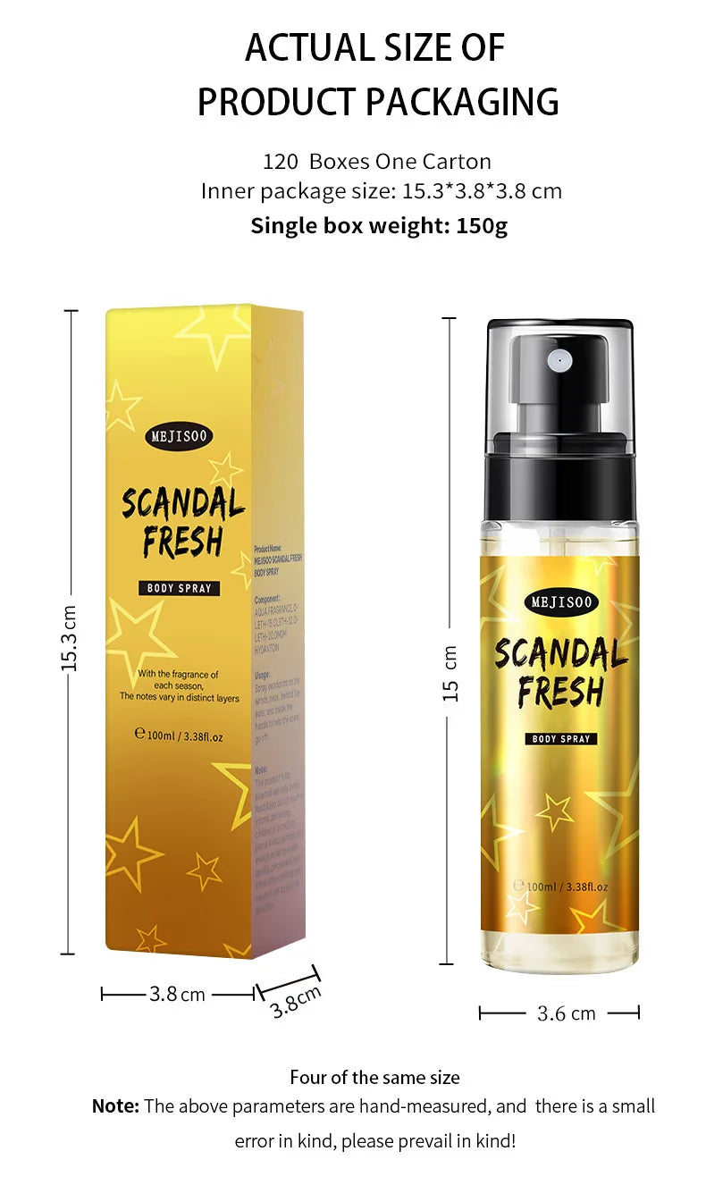 Unisex Body Fragrance Perfume Spray with Fresh Natural and Long-Lasting Deodorant Small and Portable Suitable for Use on Dates