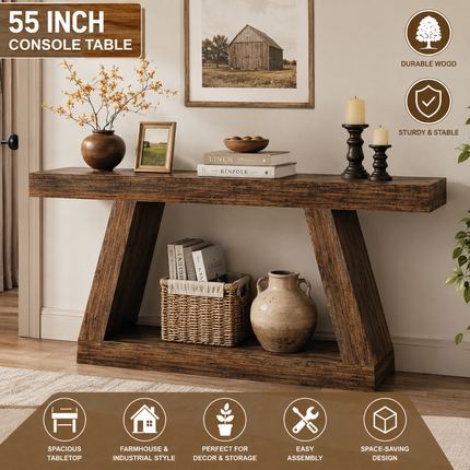 Farmhouse Sofa Table Storage Console Table