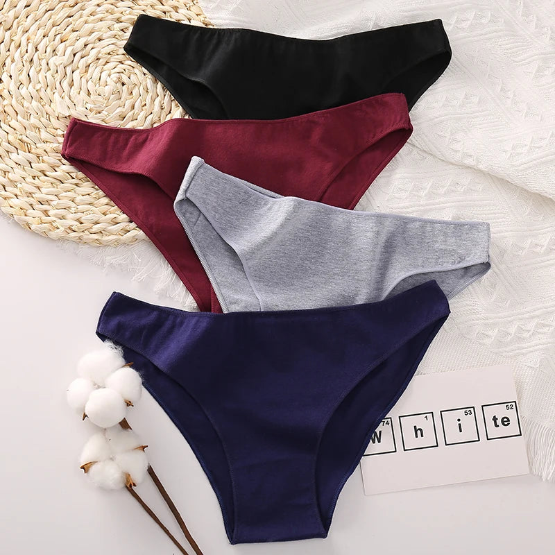 1PC Cotton Women Briefs Underwear Comfortable Women Panties Plus Size Female Underpants 7 Solid Color Breathable Lingerie M-2XL