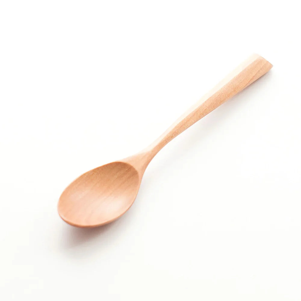 Creative Design Thick Handle Wood Spoon Fork Portable Tableware Wooden Cutlery Sets Travel Dinnerware Environmental Kitchen Tool