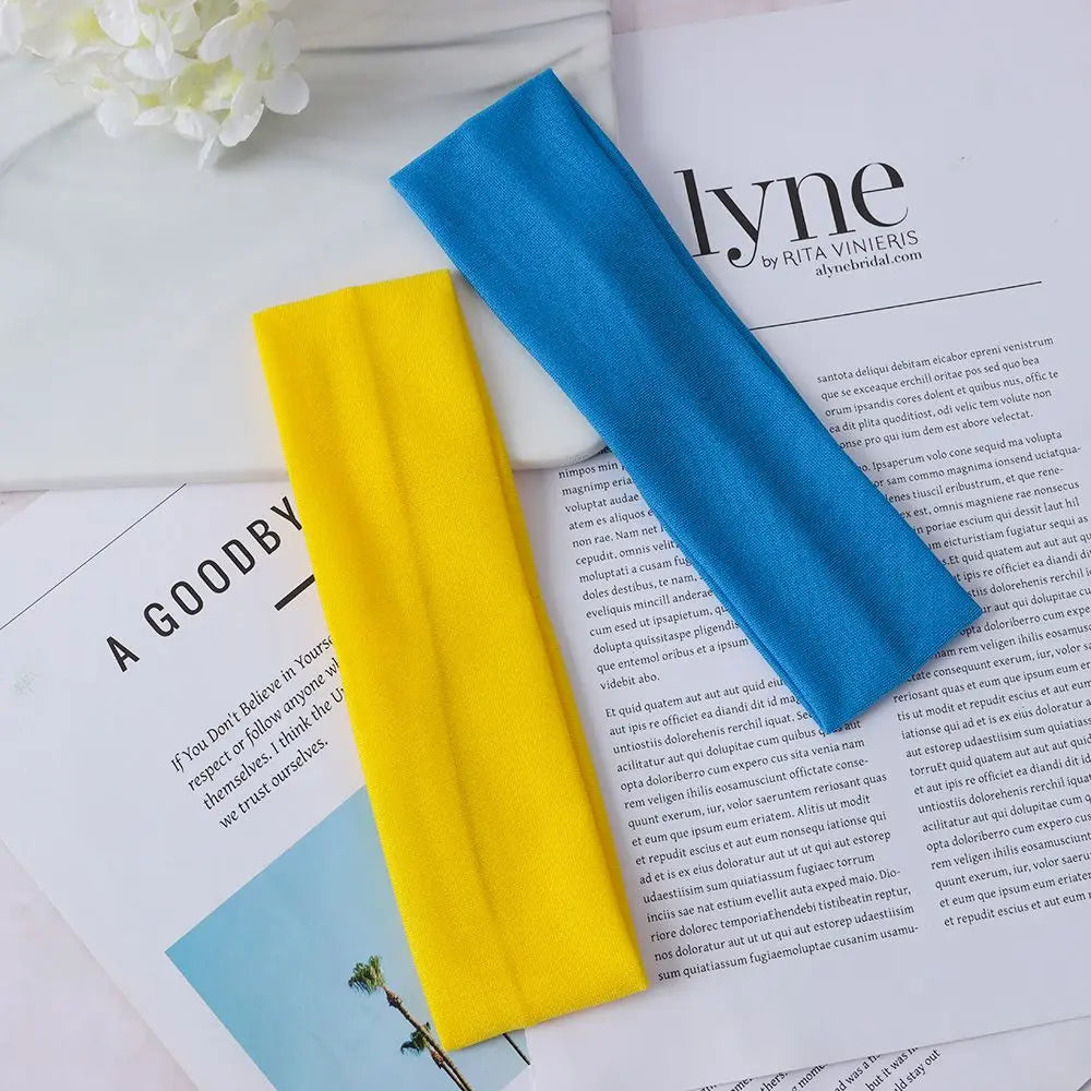 1PC Ribbon Fitness Yoga Headwear Sports Headbands Yoga Hair Bands Elastic Solid Color