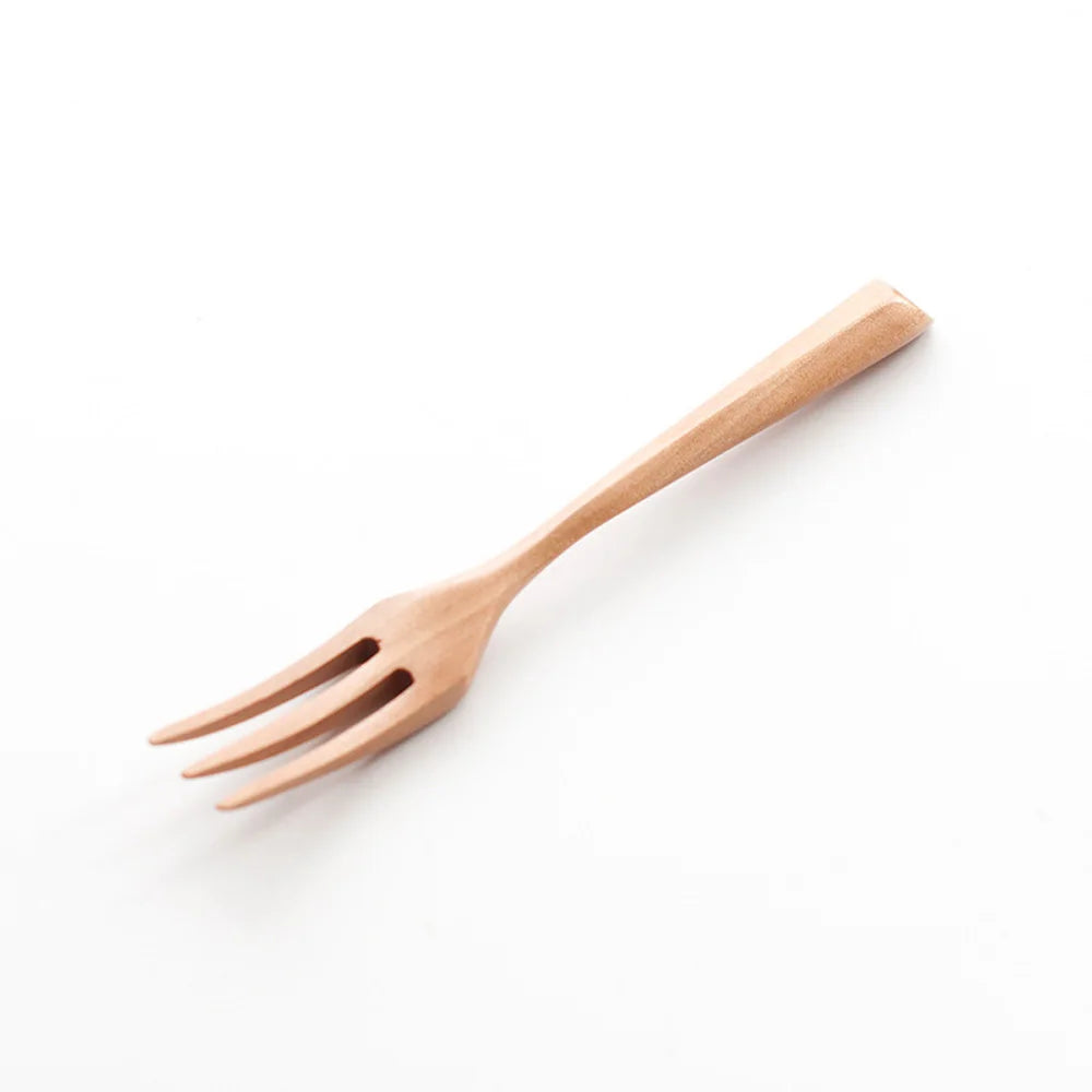 Creative Design Thick Handle Wood Spoon Fork Portable Tableware Wooden Cutlery Sets Travel Dinnerware Environmental Kitchen Tool