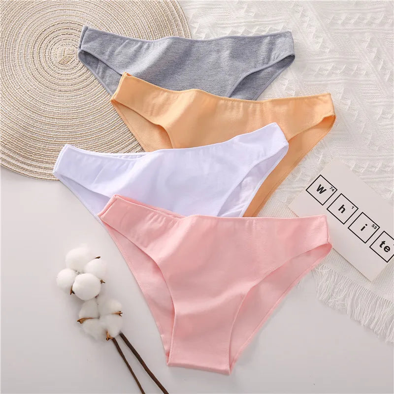1PC Cotton Women Briefs Underwear Comfortable Women Panties Plus Size Female Underpants 7 Solid Color Breathable Lingerie M-2XL