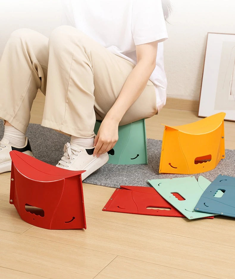 Folding Card Stool Portable Plastic Camping Chair Multi-Function Outdoor Foldable Lightweight Seat for Fishing Picnic Travel
