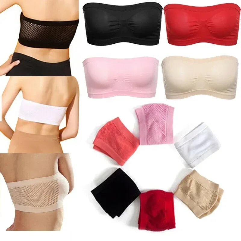 Invisible Women Breathable Mesh Tube Bra Seamless High Elastic Wrapped Sexy Strapless Chest Wraps Tube Tops Pregnant Mothers Bra