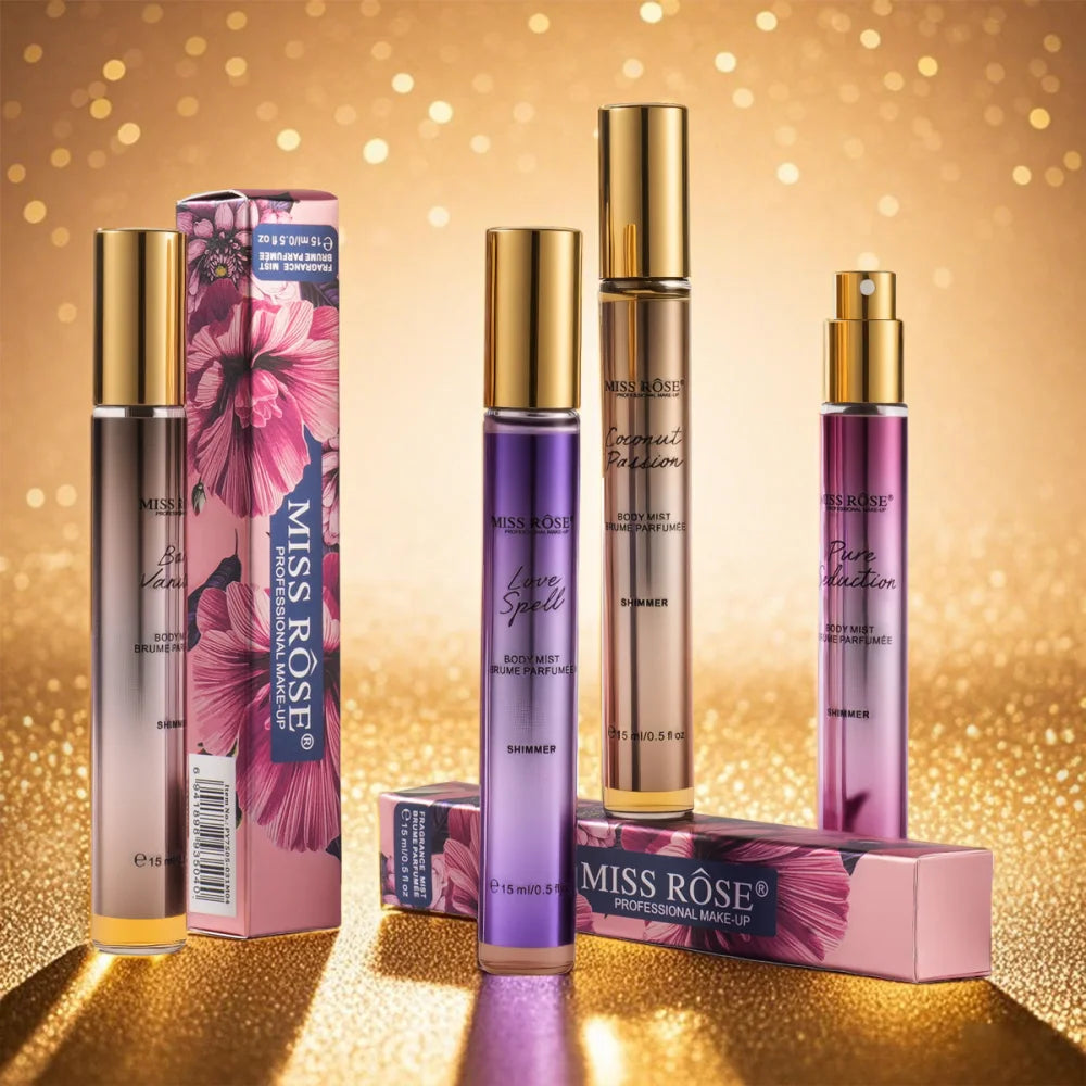 MISS ROSE 15ml Alcohol Free Fragrance Spray Long Lasting Sweet Fruity Shimmer Body Mist Portable Travel Size Deodorant