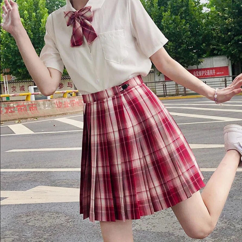 ZOKI Plaid Women Pleated Skirt Bow Knot Summer High Waist Preppy Girls Dance Mini Skirt Cute A Line Harajuku Sexy Japan Faldas