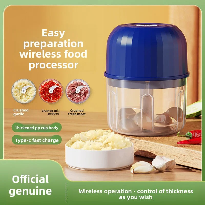 1 set of garlic puree machine 260ml wireless rechargeable electric vegetable chopper garlic grinder kitchen tool food mixer