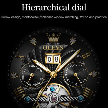 OLEVS Classic Men's Watches Tourbillon Multi-function Full Automatic