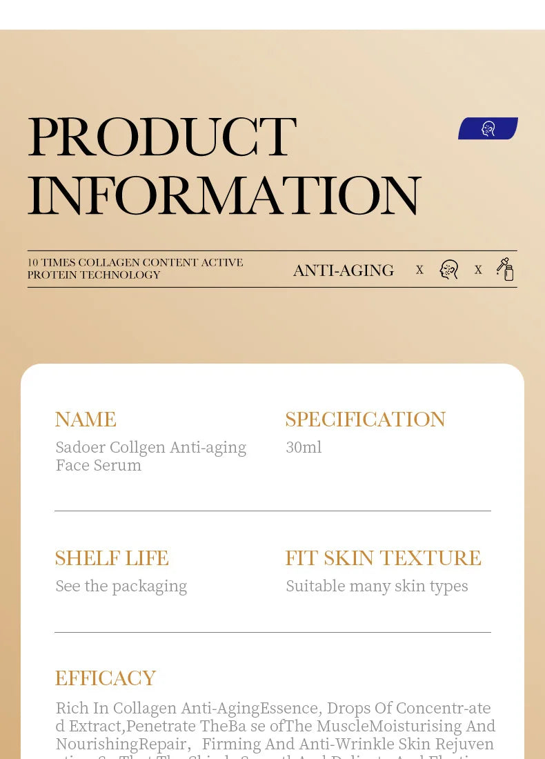 SADOER Collagen Skin Care Sets Anti Wrinkles Serum for Face Moisturizing Anti-aging Anti Dark Circles Eye Cream Skin Care Kit