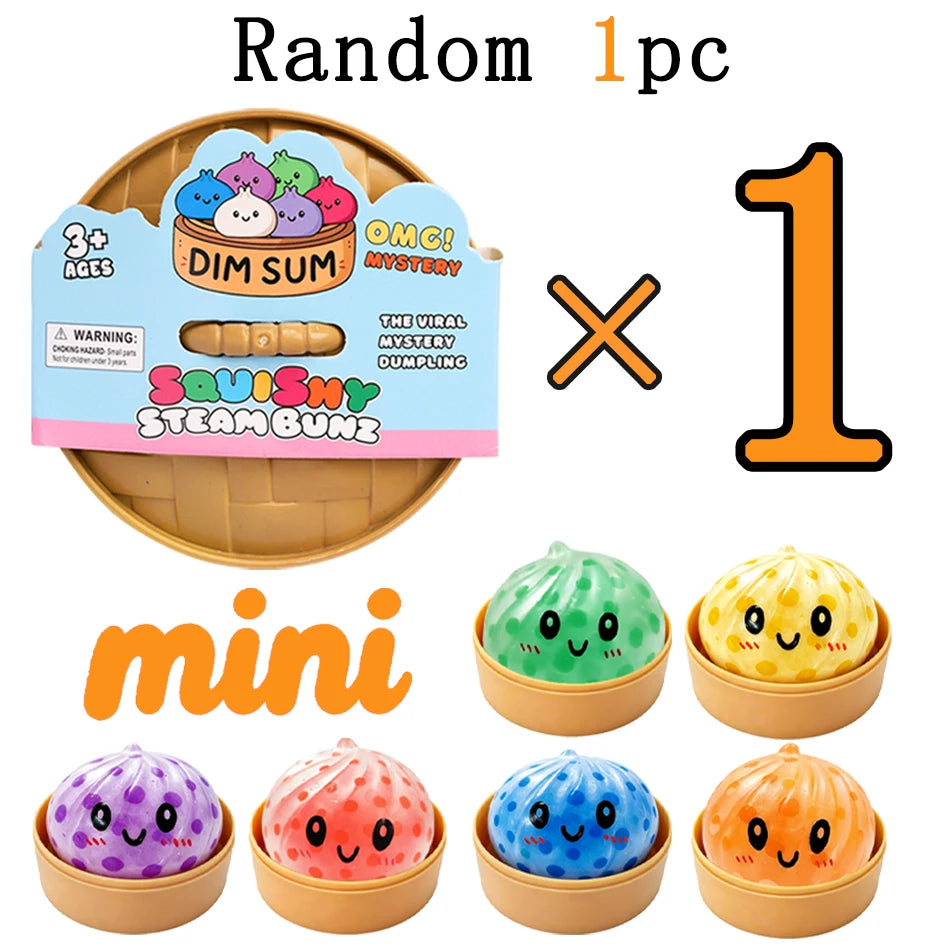 Blind Box Colorful Glitter Dumpling Glitter Dumpling Squishy with Box Mini Dumplings Sensory Squeeze Toy for Stress Relief
