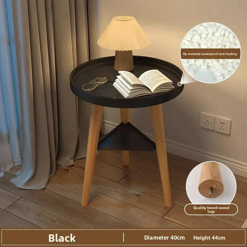 Small round table small apartment bedside table bedroom coffee table rack