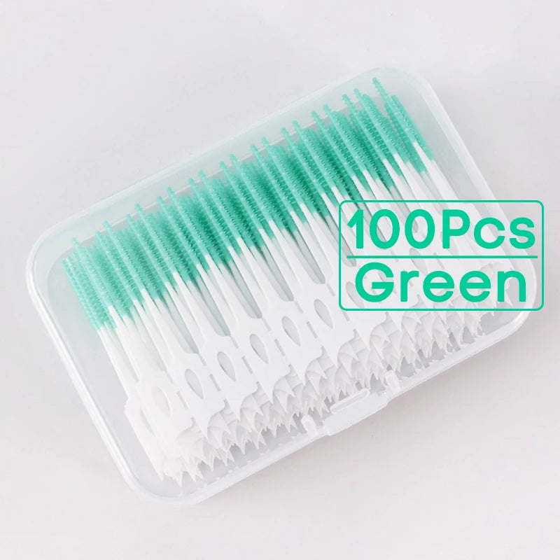 Vaclav 150Pcs Original Dental Floss Pick Soft Silicone Bristle Interdental Brush Dental Pick Brace Brush Disposable Teeth Clean
