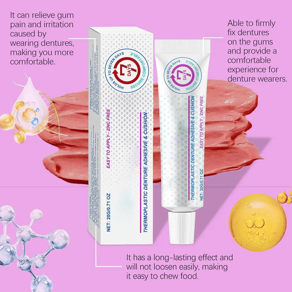 Cushion Grip Thermoplastic Denture Adhesive Improves Denture Fit Comfort & Stability Non-Glue Adhesive Hold Denture Adhesive