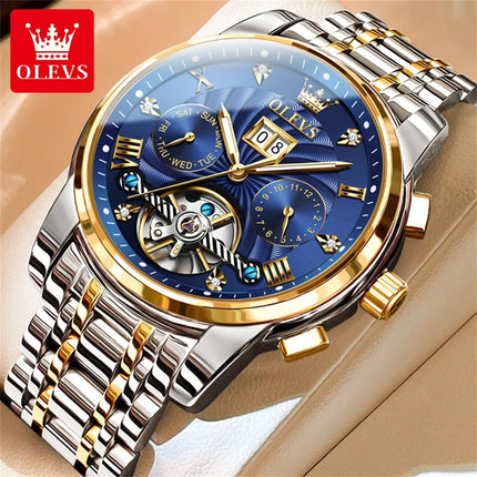 OLEVS Classic Men's Watches Tourbillon Multi-function Full Automatic