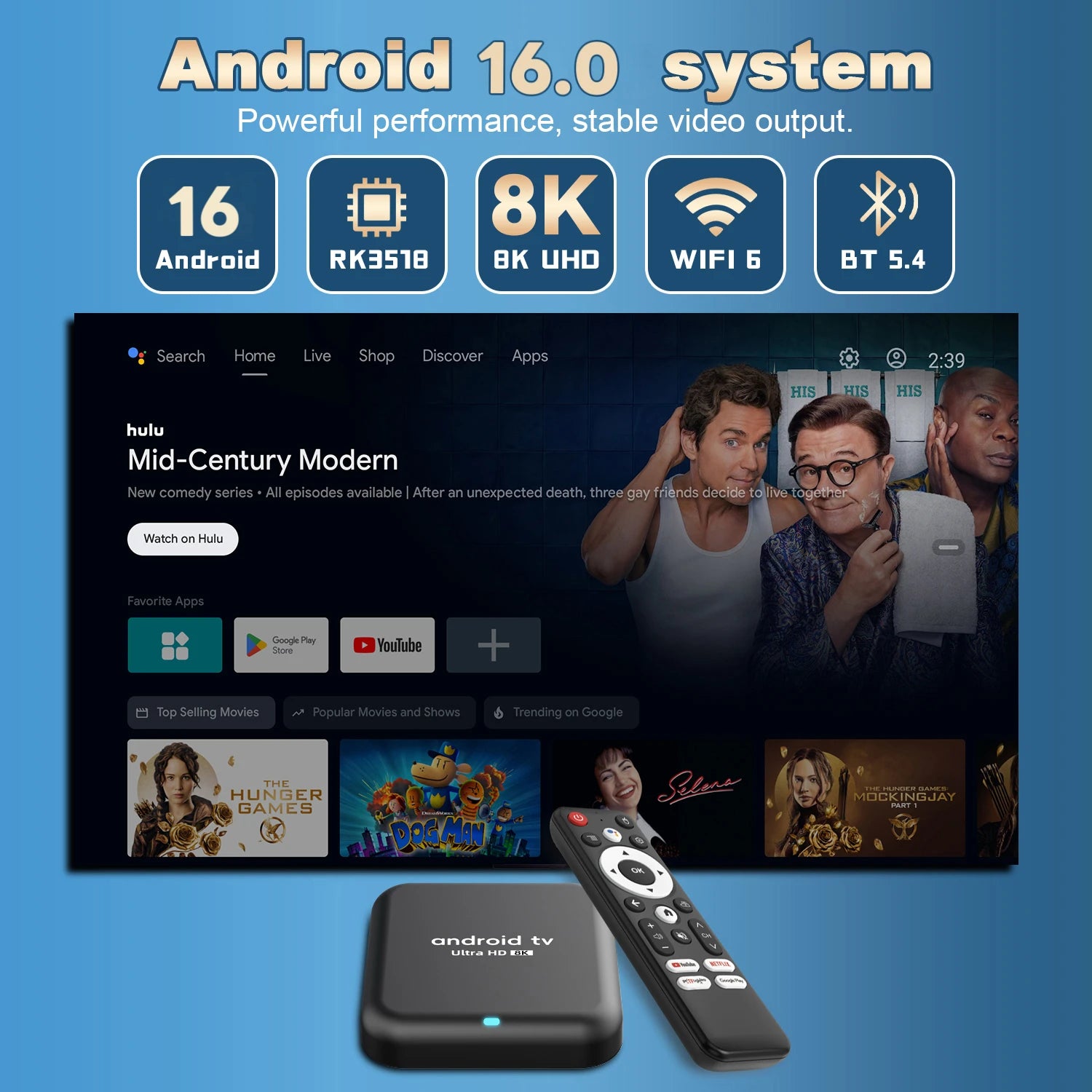 Android 16 Smart TV Box Q18 RK3518 Chip 8GB+256GB 8K Media Player Google Voice Assistant Dual WiFi BT 6.0 Very Fast Set Top Box