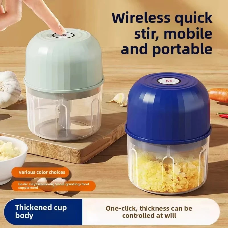 1 set of garlic puree machine 260ml wireless rechargeable electric vegetable chopper garlic grinder kitchen tool food mixer