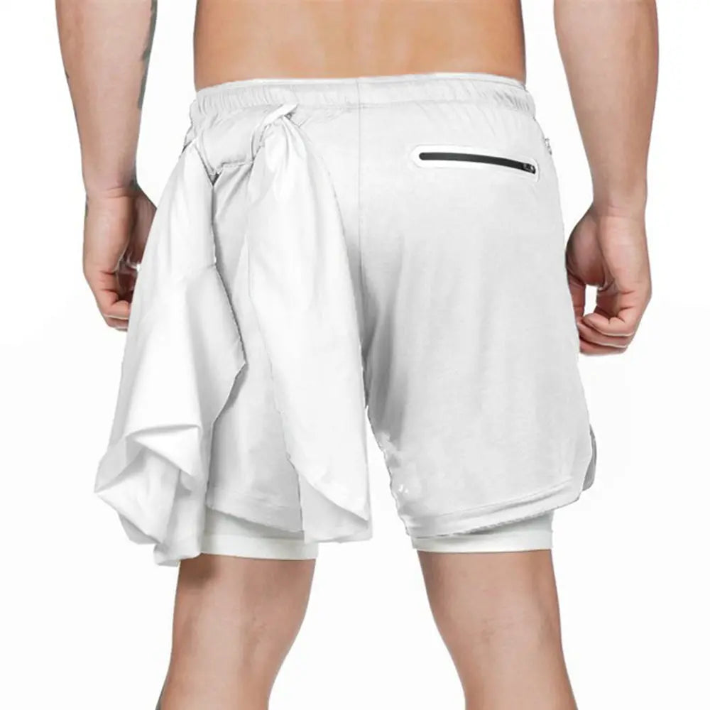 2 in 1 Compression Shorts for Men Gym Workout Running Shorts with Phone Pockets Athletic Quick Dry Activewear Training Jogging