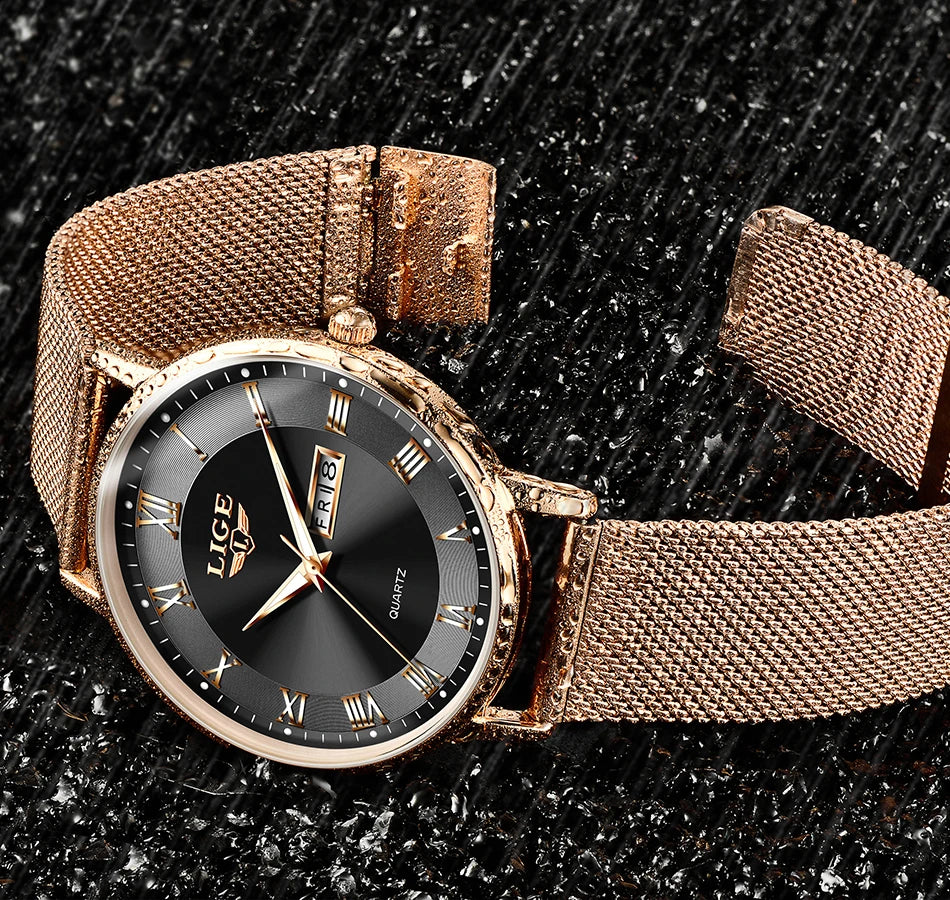 LIGE New Creative Ladies Watches Fashion Waterproof Quartz Watch For Women Casual Sport Bracelet Watch Female Relogio Feminino