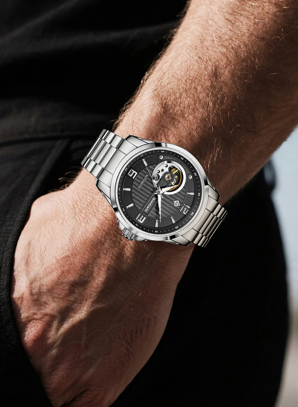 LIGE Fashion Luxury Mechanical Wristwatches Business Automatic Movement Hollow Waterproof Classic Casual Man Watch Reloj Hombre