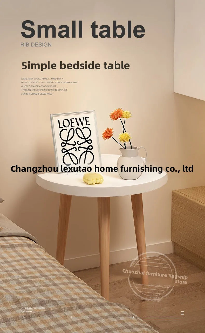 Small round table small apartment bedside table bedroom coffee table rack