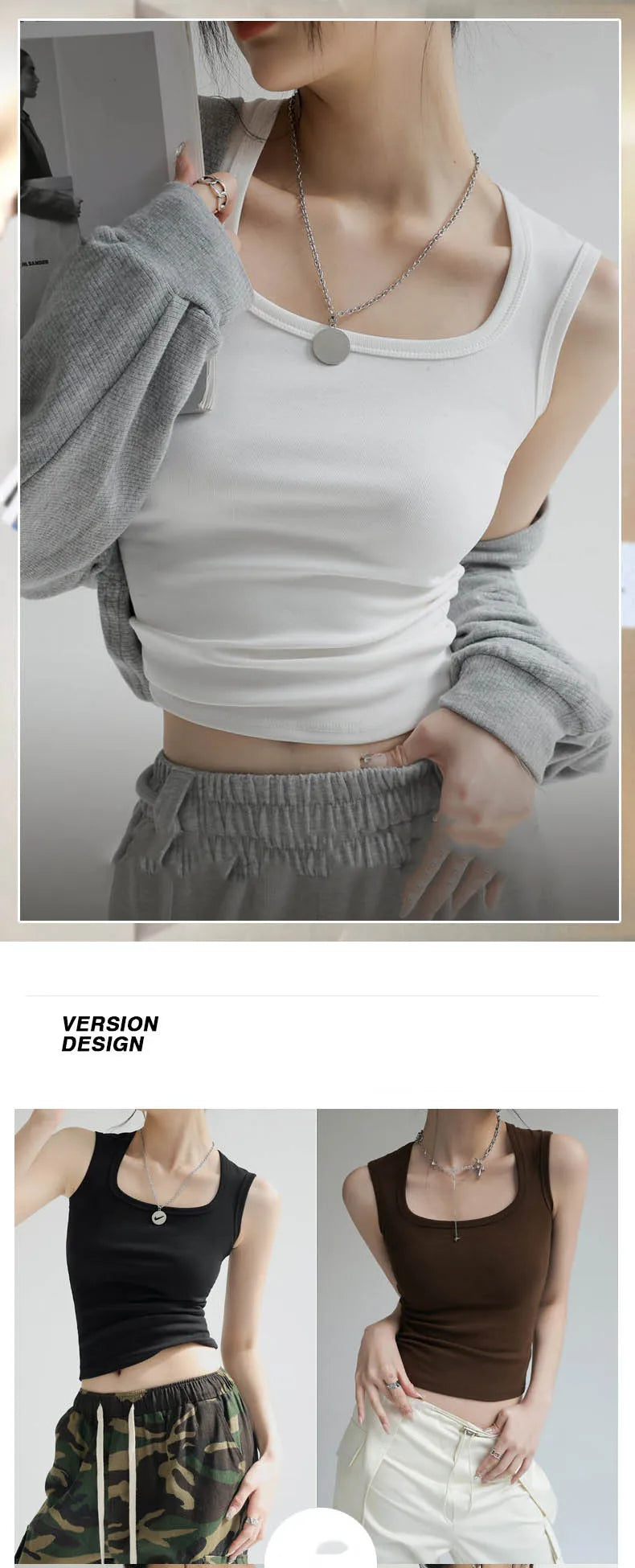 Women Solid U Neck Ribbed Tank Top Camisole Women Summer Basic Elastic Tank Top U Neck Solid Tank Top