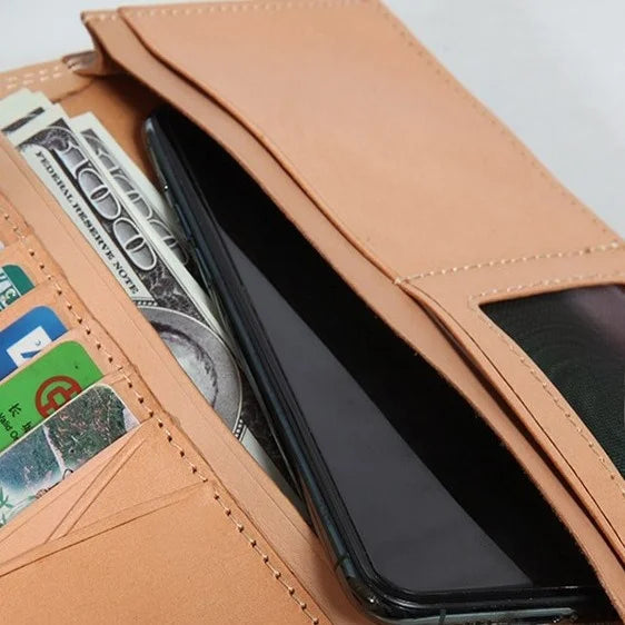 Ultra-Thin Leather Wallet for Men Simple Design Single Fold RFID Genuine Leather Coin Purse Long Wallet Casual Daily Use