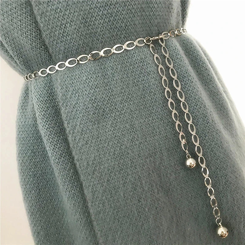 New Fashion Multi-layer Chain Belt For Women Fashion Gold Silver Color Metal High Waist Body Chain Dress Lady Tassel Belt