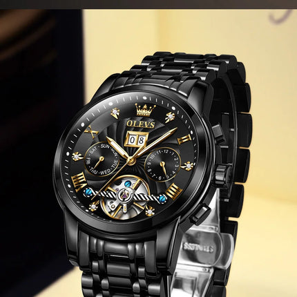OLEVS Classic Men's Watches Tourbillon Multi-function Full Automatic