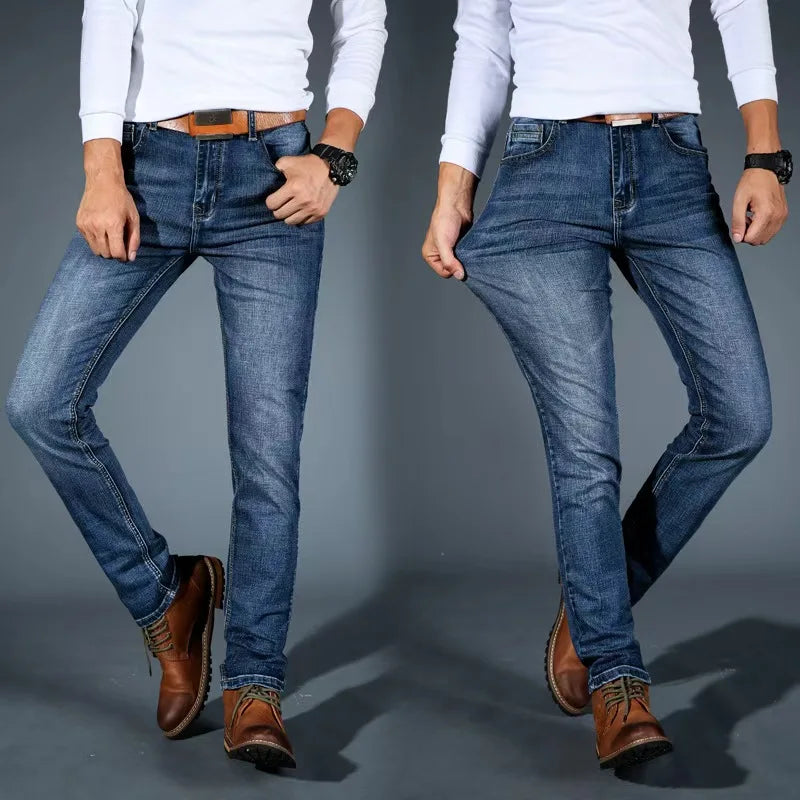 2025 Men's New Men's Fashion Casual Jeans Classic Style Casual Stretch Slim Fit Jeans Men's Denim Pants Black Blue Men's Style