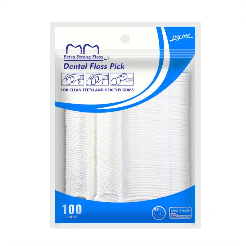 100pcs Mint Flavor Dental Floss Safe High-Grade Toothpick Stick Picks Plastic Toothpicks Ultrathin Peppermint Flavor Teeth Floss