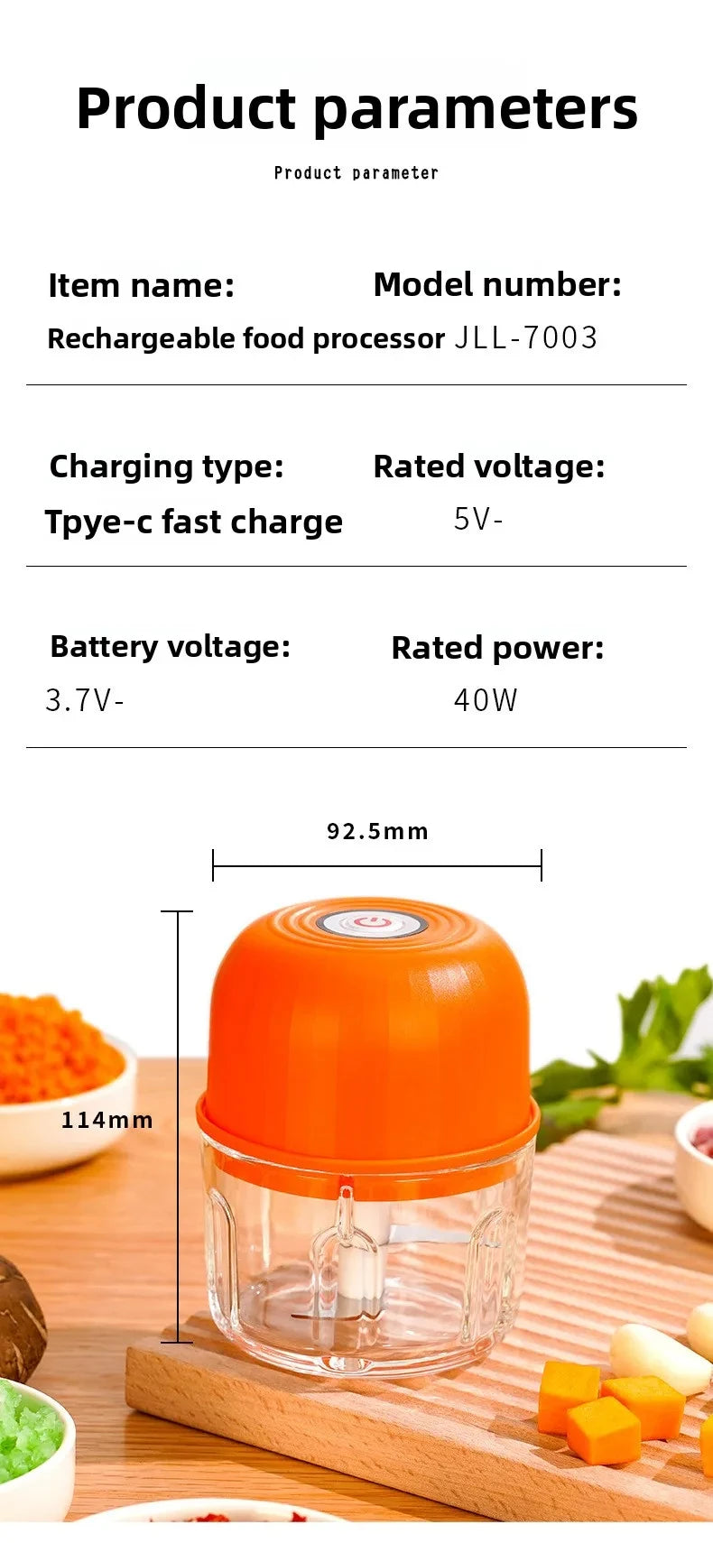 1 set of garlic puree machine 260ml wireless rechargeable electric vegetable chopper garlic grinder kitchen tool food mixer