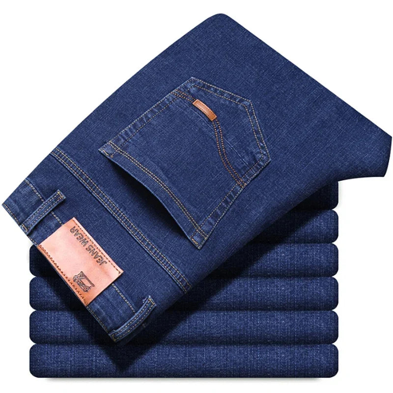 2025 Men's New Men's Fashion Casual Jeans Classic Style Casual Stretch Slim Fit Jeans Men's Denim Pants Black Blue Men's Style