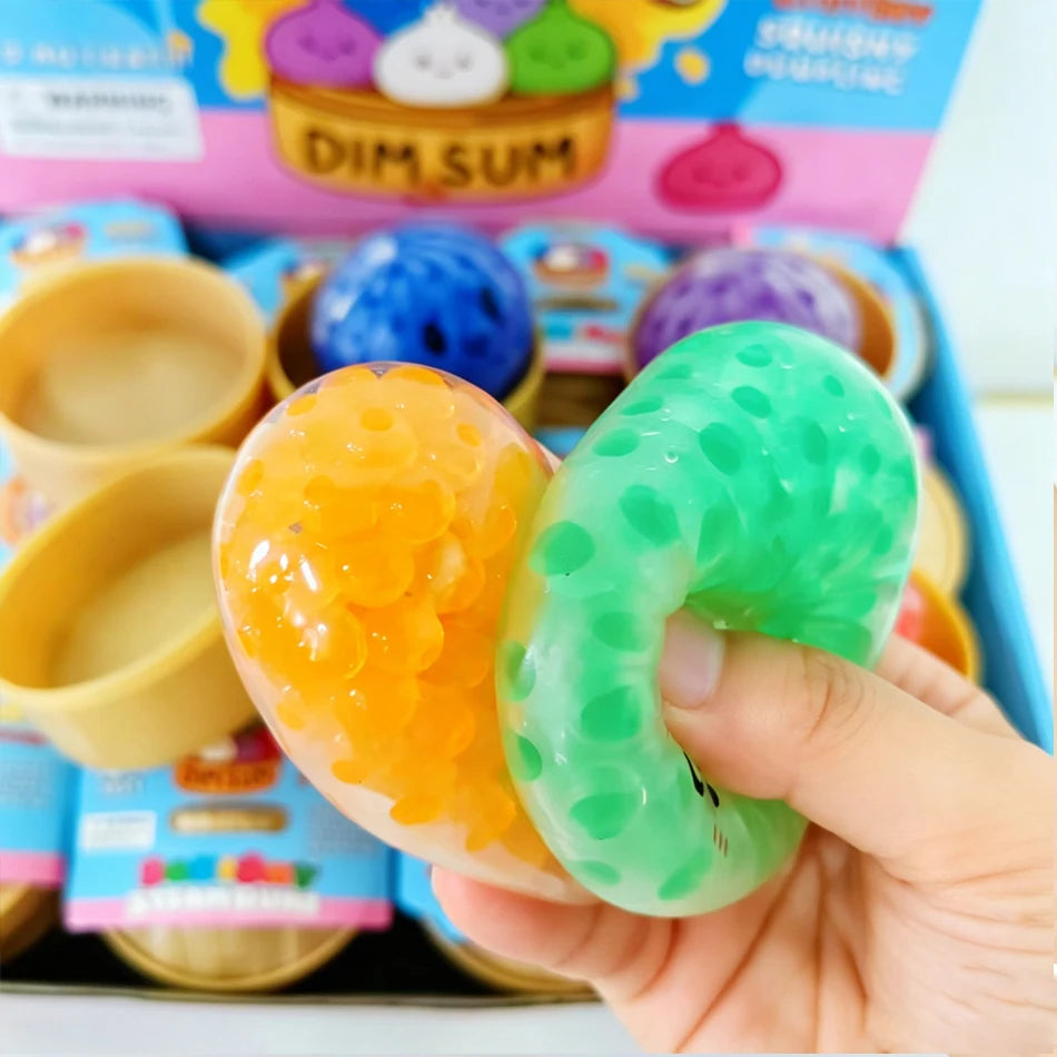 Blind Box Colorful Glitter Dumpling Glitter Dumpling Squishy with Box Mini Dumplings Sensory Squeeze Toy for Stress Relief
