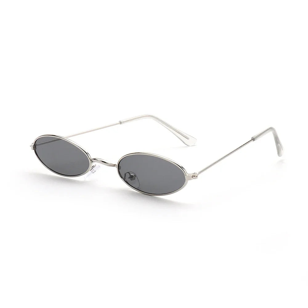 Retro Fashion Designer Sunglasses for Women Men Vintage Small Oval Shades Black Red Metal Sun Glasses Trendy Streetwear Eyewear
