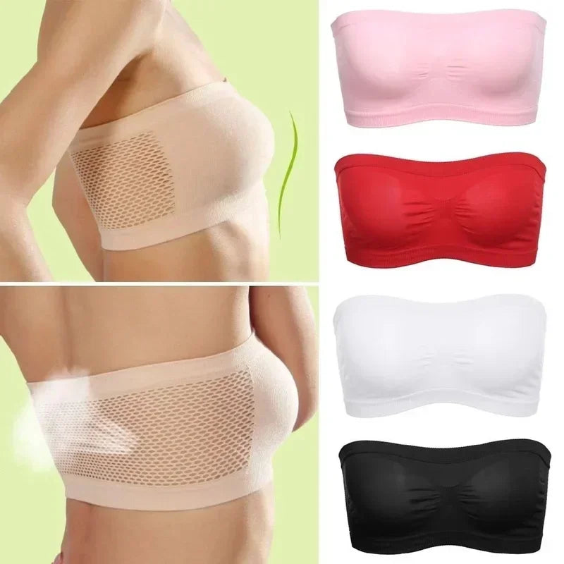 Invisible Women Breathable Mesh Tube Bra Seamless High Elastic Wrapped Sexy Strapless Chest Wraps Tube Tops Pregnant Mothers Bra