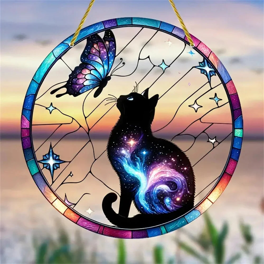 2D Acrylic Flat Printing Birds Flowers Animal Pendant Home Tree Window Hanging Decor Gift Car Backpack Pet Wind Chime Ornament