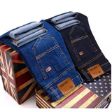 Men's Comfortable Soft Business Casual Denim Trousers Slim Fit Straight Pants Fashion Male Brand Light Luxury Stretch Clothing