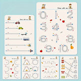 34-Page Reusable Educational Workbook Set, Perfect for Children's Drawing and Handwriting Training, Ideal for Christmas