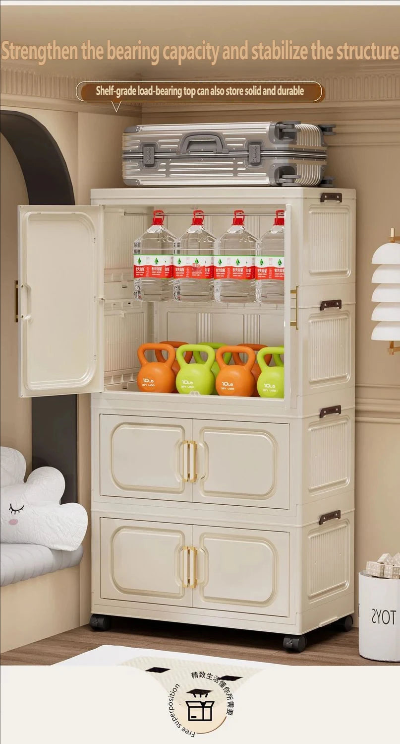 No-Install Foldable Baby Storage Cabinet – Large Capacity Multilayer Wardrobe & Toy Organizer, Portable for Living Room & Bedroo
