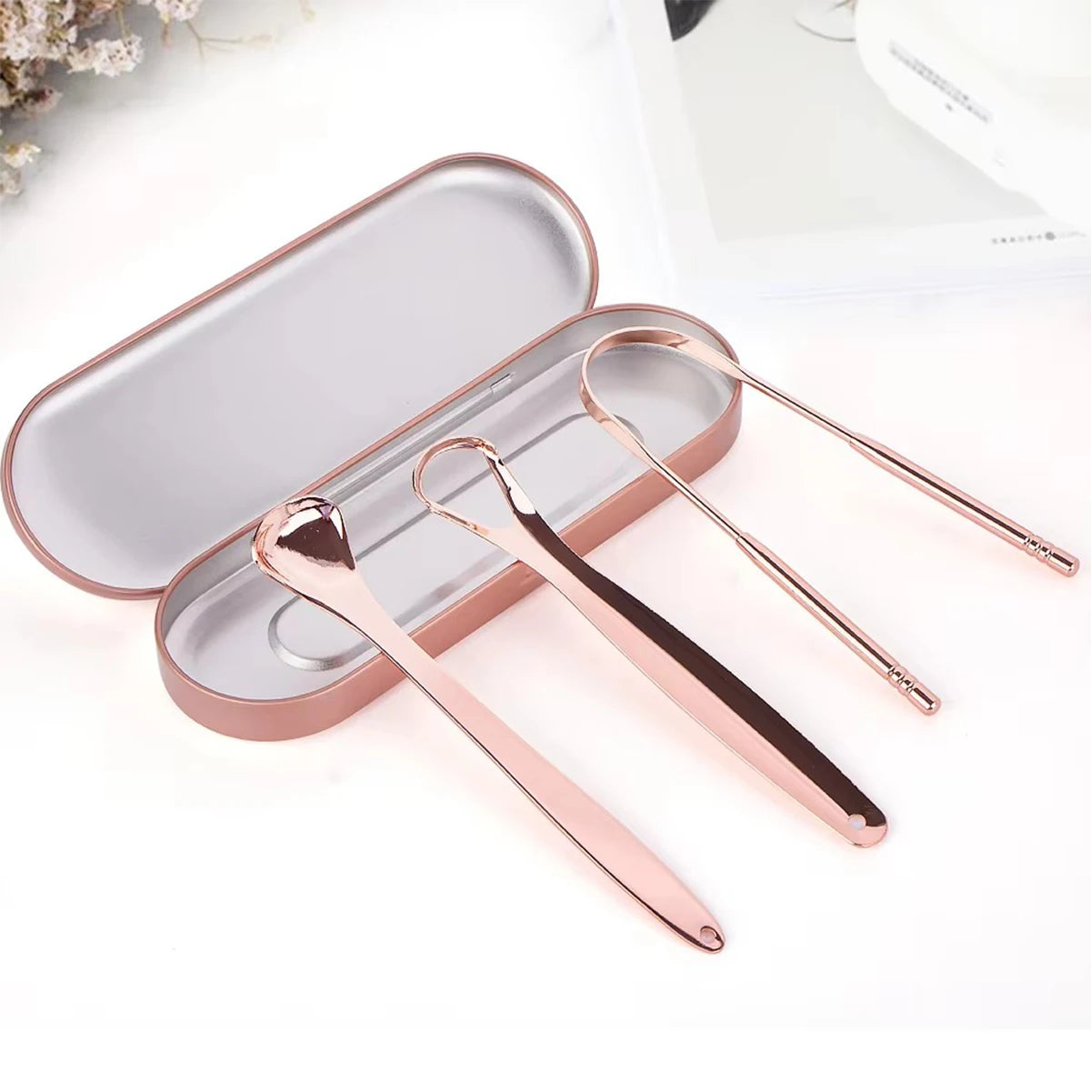 1/2/3/4pcs Tongue Scrapers for Adults Tough Metal Tongue Cleaner w/Storage Case Stainless Steel Tongue Scrubber for Fresh Breath