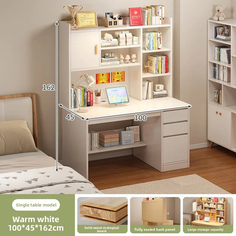 Precise Desk Home Modern Simple Bookshelf Integrated Student Bedroom Learning to Write With Drawing Desk Office Computer Desk