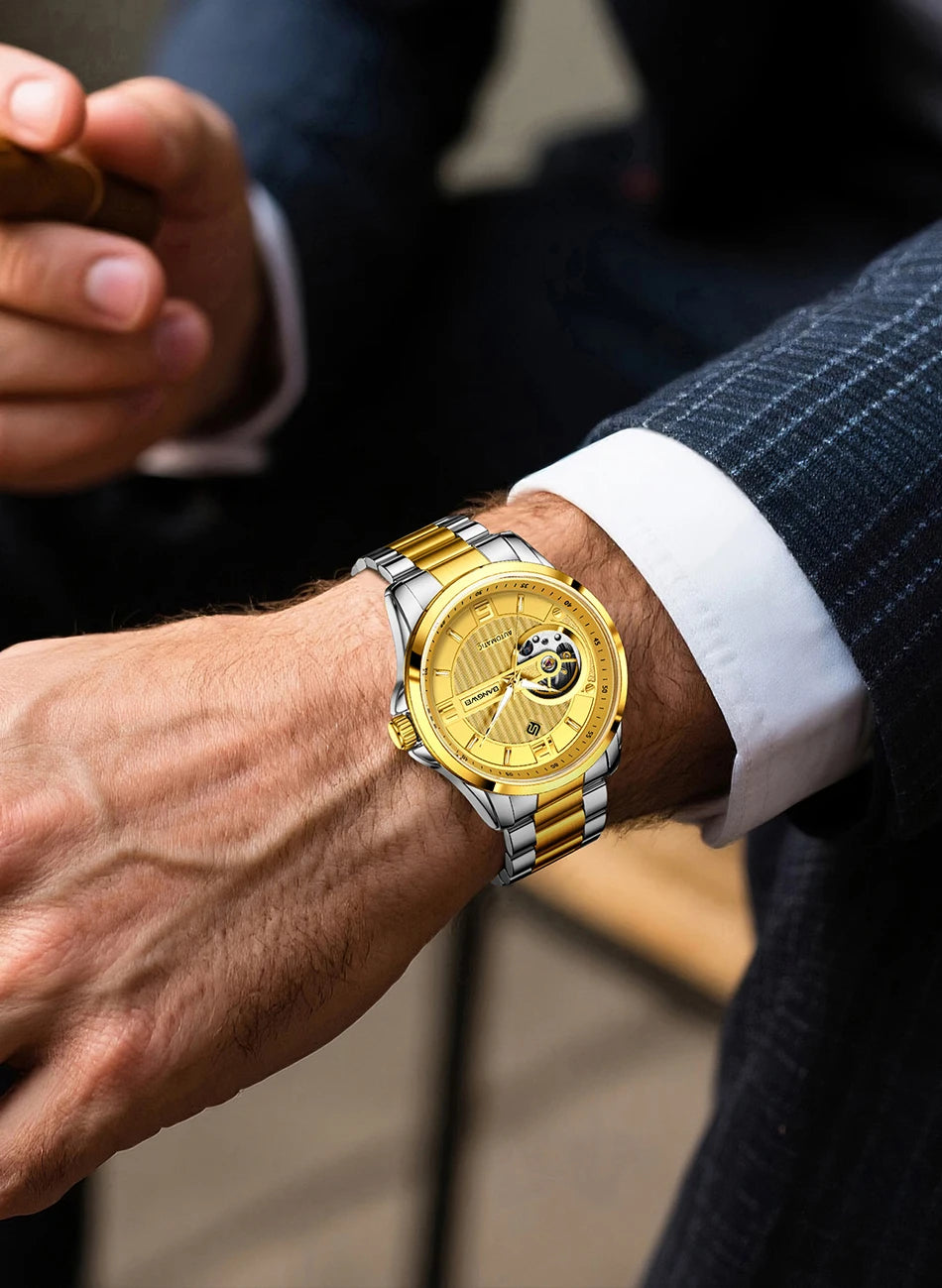 LIGE Fashion Luxury Mechanical Wristwatches Business Automatic Movement Hollow Waterproof Classic Casual Man Watch Reloj Hombre