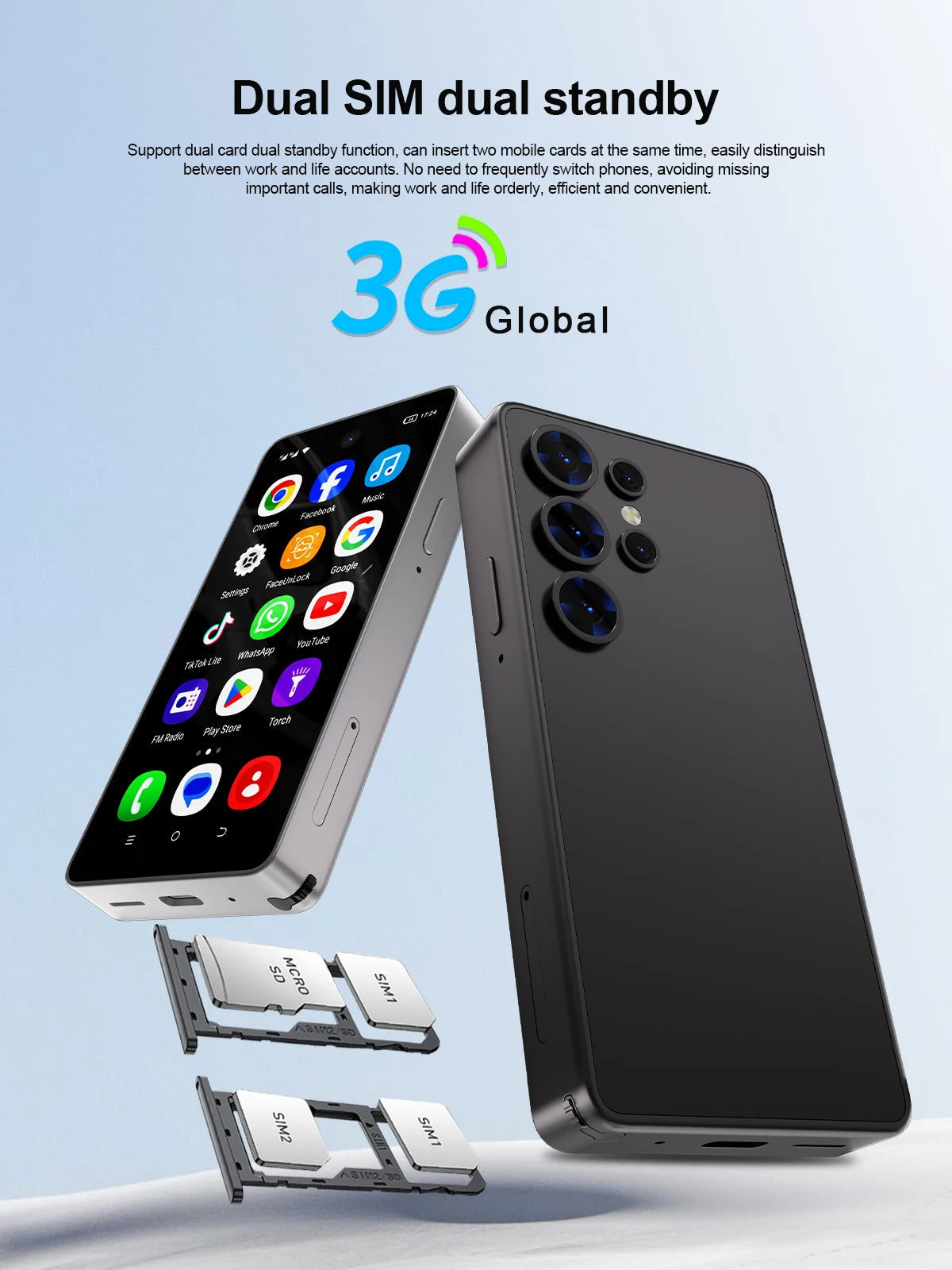 SERVO Mini Smartphone Android 8.1 Built in Stylus 4" Display 16GB ROM Face Unlock GPS WIFI Play Store 3G WCDMA Tiny Mobile Phone