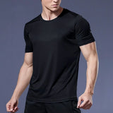 Men's Quick Dry Short Sleeve Gym Running Moisture Wicking Round Neck T-Shirt Training Exercise Gym Sport Shirt Tops Lightweight