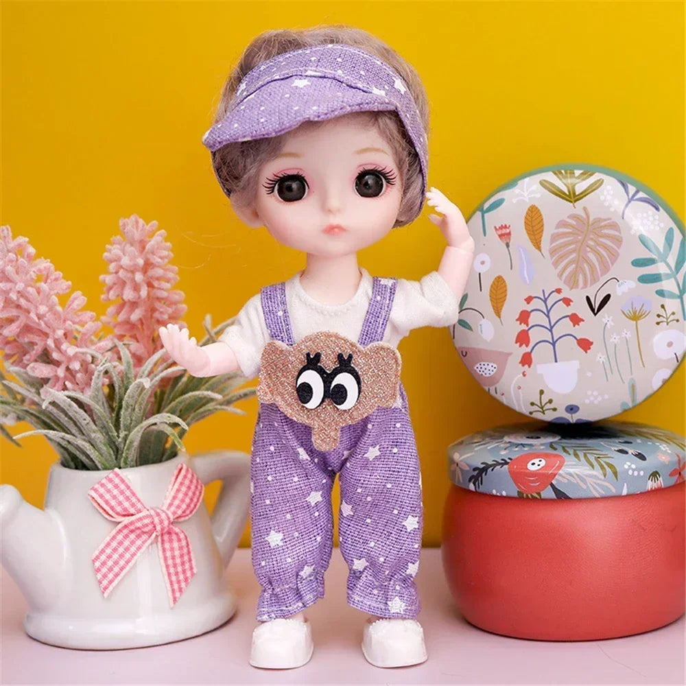 16cm 1/12 Cute Princess Doll 13 Joints BJD DIY Doll Toys with Clothes Shoes Movable Sweet Face Child Girl Birthday Gift for Kids