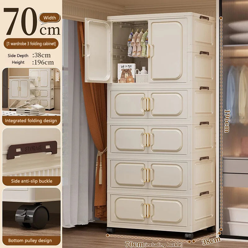No-Install Foldable Baby Storage Cabinet – Large Capacity Multilayer Wardrobe & Toy Organizer, Portable for Living Room & Bedroo